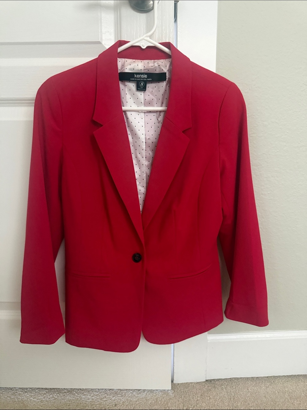 kensie Bright Red Single-Button Tailored Blazer